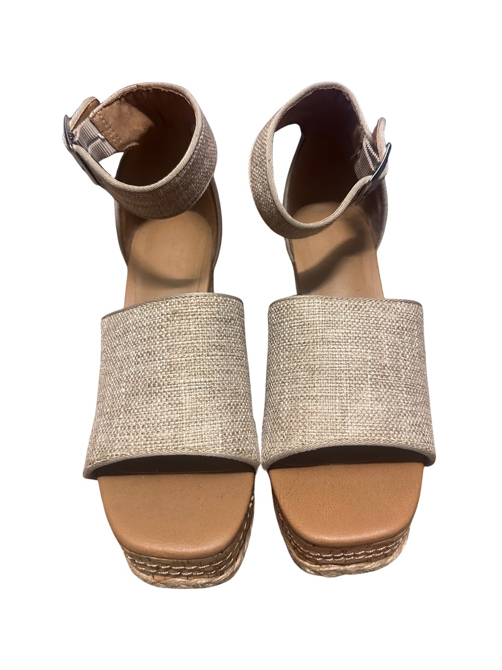 Target Neutral Beige Espadrille Wedge Sandal with Ankle Strap - Picture 2 of 3